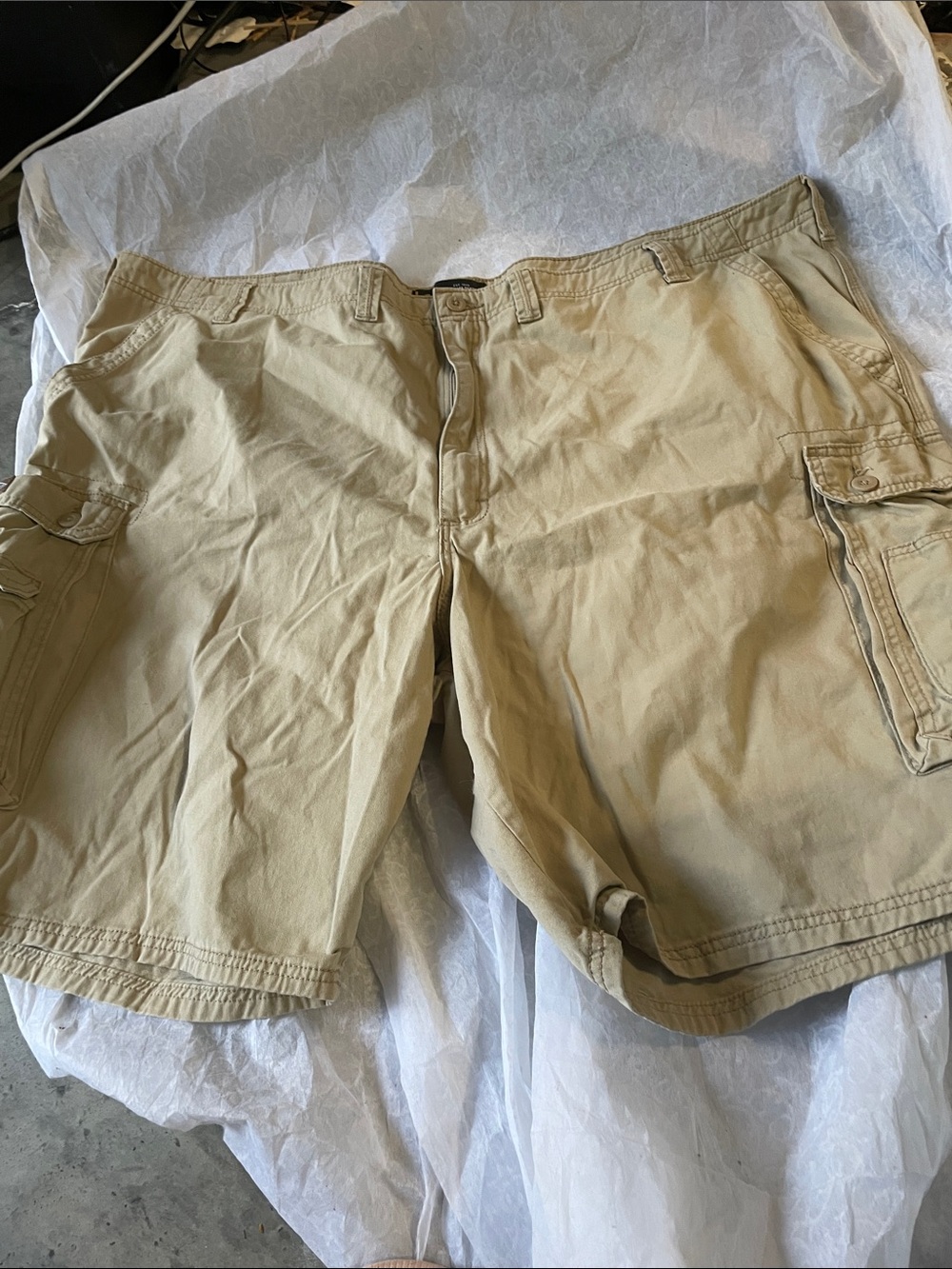 Lee Men's Tan Cargo Shorts with Multi-Pocket Design